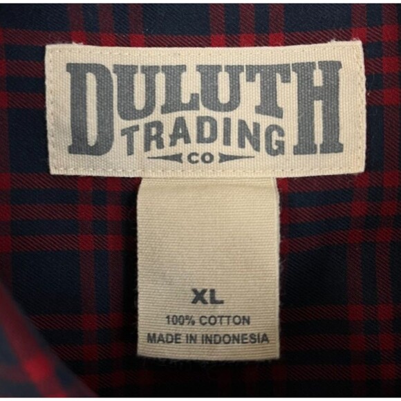 Duluth Trading Co. Wrinklefighter Shirt Mens XL Blue Red Plaid Long Sleeve 92105 - Picture 4 of 8